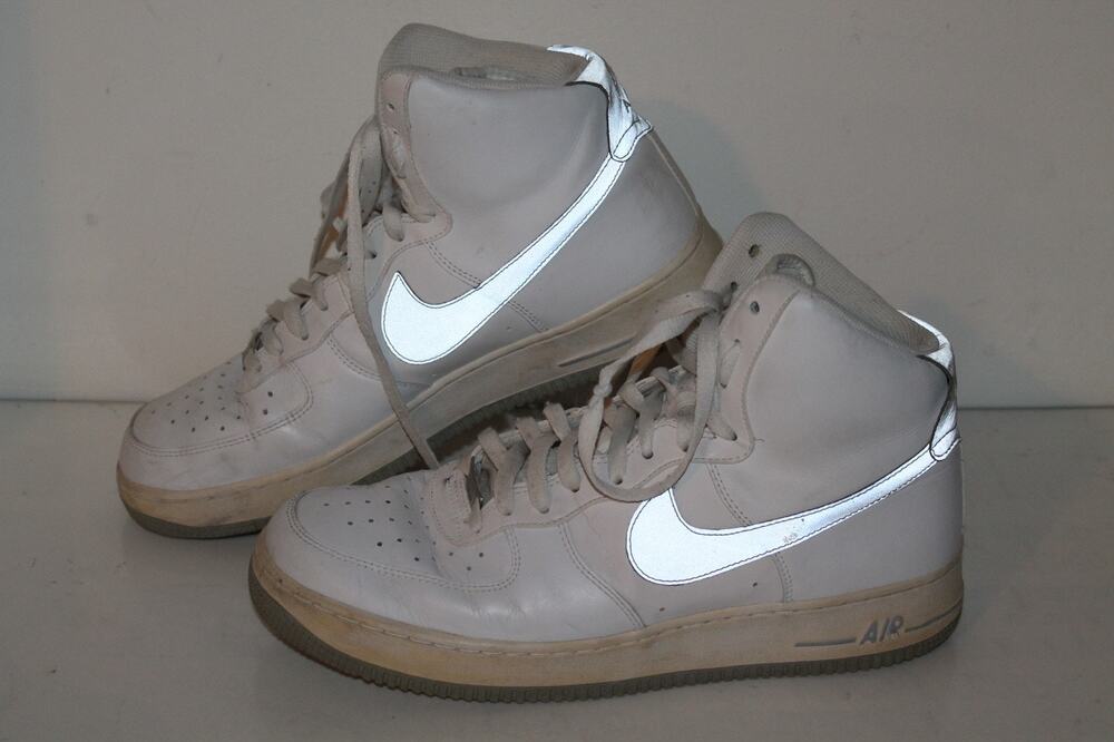 Nike AF1 High '07 Casual Sneakers, 315121-116, White/Silver, LEA, Mens Size 11